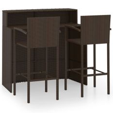 Ensemble de bar de jardin 3 pcs Marron 3