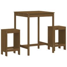 Ensemble de bar de jardin 3 pcs marron miel bois pin massif