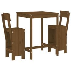 Ensemble de bar de jardin 3 pcs marron miel bois pin massif