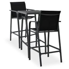 Ensemble de bar de jardin 3 pcs Noir 6