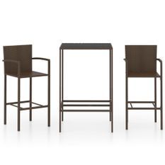 Ensemble de bar de jardin 3 pcs Résine tressée Marron 2