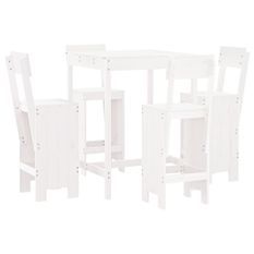 Ensemble de bar de jardin 5 pcs blanc bois massif de pin