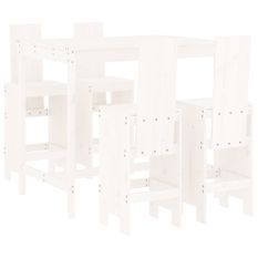 Ensemble de bar de jardin 5 pcs blanc bois massif de pin