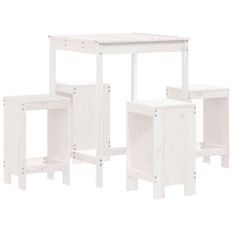 Ensemble de bar de jardin 5 pcs blanc bois massif de pin