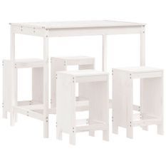 Ensemble de bar de jardin 5 pcs blanc bois massif de pin