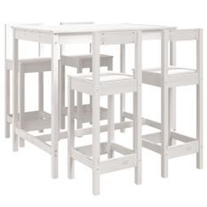 Ensemble de bar de jardin 5 pcs blanc bois massif de pin