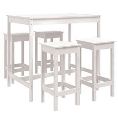 Ensemble de bar de jardin 5 pcs blanc bois massif de pin