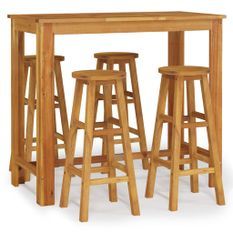 Ensemble de bar de jardin 5 pcs bois d'acacia solide