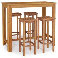 Ensemble de bar de jardin 5 pcs bois d'acacia solide