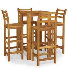 Ensemble de bar de jardin 5 pcs bois d'acacia solide