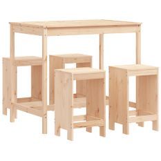 Ensemble de bar de jardin 5 pcs bois de pin massif