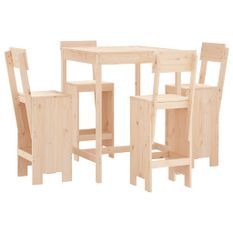 Ensemble de bar de jardin 5 pcs bois de pin massif