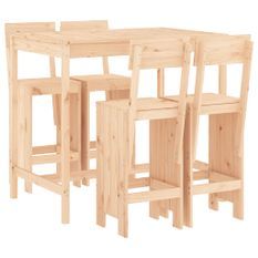 Ensemble de bar de jardin 5 pcs bois de pin massif