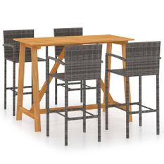 Ensemble de bar de jardin 5 pcs Gris