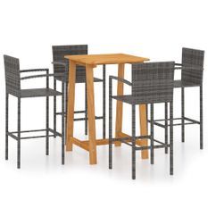 Ensemble de bar de jardin 5 pcs Gris 4