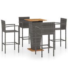 Ensemble de bar de jardin 5 pcs Gris 5