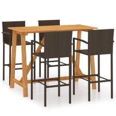 Ensemble de bar de jardin 5 pcs Marron 3