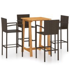 Ensemble de bar de jardin 5 pcs Marron 4