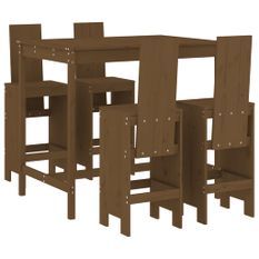 Ensemble de bar de jardin 5 pcs marron miel bois de pin massif