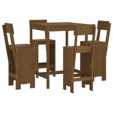 Ensemble de bar de jardin 5 pcs marron miel bois de pin massif