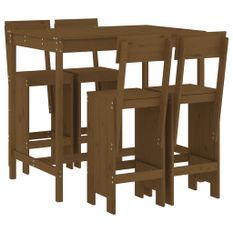 Ensemble de bar de jardin 5 pcs marron miel bois de pin massif