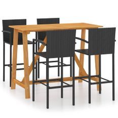 Ensemble de bar de jardin 5 pcs Noir 4