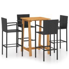 Ensemble de bar de jardin 5 pcs Noir