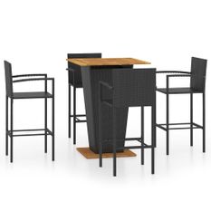 Ensemble de bar de jardin 5 pcs Noir 6