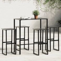 Ensemble de bar de jardin 5 pcs noir acier enduit de poudre