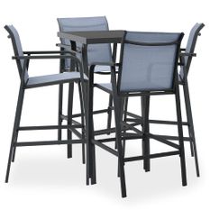Ensemble de bar de jardin 5 pcs Noir et gris