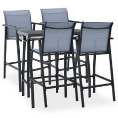 Ensemble de bar de jardin 5 pcs Noir et gris 2