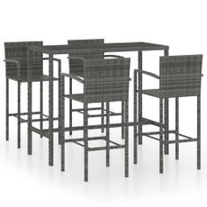 Ensemble de bar de jardin 5 pcs Résine tressée Gris