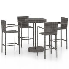 Ensemble de bar de jardin 5 pcs Résine tressée Gris 2