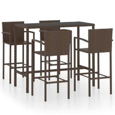 Ensemble de bar de jardin 5 pcs Résine tressée Marron 3