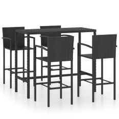 Ensemble de bar de jardin 5 pcs Résine tressée Noir 3