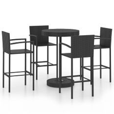 Ensemble de bar de jardin 5 pcs Résine tressée Noir 2