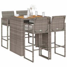 Ensemble de bar de jardin 5 pcs sans coussins gris poly rotin