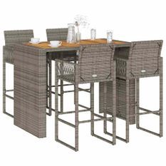 Ensemble de bar de jardin 5 pcs sans coussins gris poly rotin