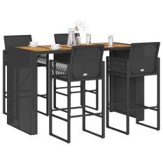 Ensemble de bar de jardin 5 pcs sans coussins noir poly rotin