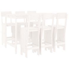 Ensemble de bar de jardin 7 pcs blanc bois de pin massif