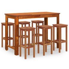 Ensemble de bar de jardin 7 pcs Bois d'acacia solide 2