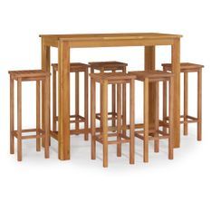 Ensemble de bar de jardin 7 pcs bois d'acacia solide