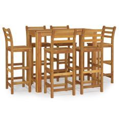 Ensemble de bar de jardin 7 pcs bois d'acacia solide