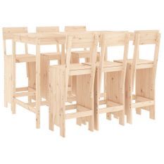 Ensemble de bar de jardin 7 pcs Bois de pin massif