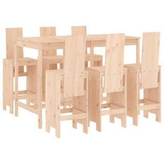 Ensemble de bar de jardin 7 pcs Bois de pin massif