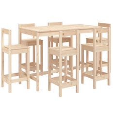 Ensemble de bar de jardin 7 pcs Bois de pin massif