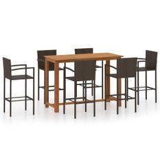 Ensemble de bar de jardin 7 pcs Marron 2