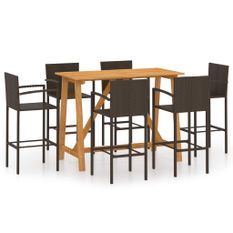 Ensemble de bar de jardin 7 pcs Marron 3