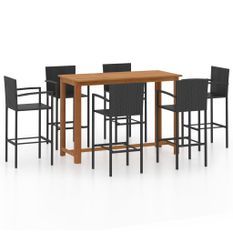 Ensemble de bar de jardin 7 pcs Noir 2