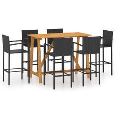 Ensemble de bar de jardin 7 pcs Noir 3